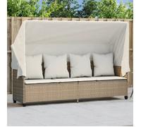 vidaXL Chaise longue 368357 – avec auvent, coussins, dossier et housse – Beige