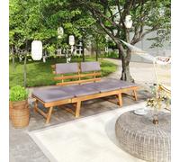 Vidaxl Chaise Longue Avec Coussin 2-En-1 190 Cm Bois Solide D'acacia