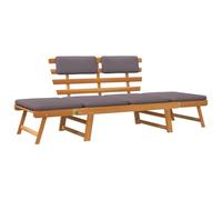 vidaXL Chaise Longue avec Coussin 2-en-1 Banc de Jardin Terrasse Lit de Repos de Véranda Cour Extérieur 190 cm Bois Solide d'Acacia