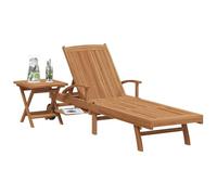 Chaise longue avec coussin Marron Bois de teck massif Transat jardin en vidaXL v