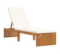 Vidaxl Chaise Longue Moelleuse Beige Et Crème Bois Massif & Polyester