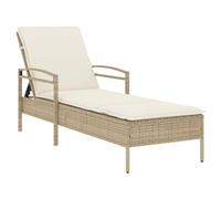 Vidaxl Chaise Longue Avec Coussin Beige 63x200x81 Cm Résine Tressée