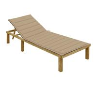 Vidaxl Chaise Longue Avec Coussin Beige Bois De Pin Imprégné