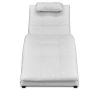 vidaXL Chaise longue avec coussin Blanc Similicuir