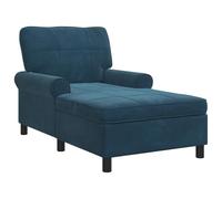 vidaXL Chaise Longue avec Coussin Bleu 91 x 157 x 91 cm Velours, Salon, Rectangulaire, Moderne, Durable, Design Élégant, Confort, Utilisation Polyvalente, Fonctionnel, Options de Meubles Stylés