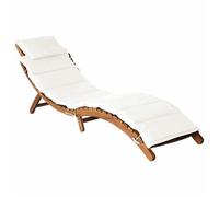vidaXL Chaise longue avec coussin Bois d'acacia solide Crème