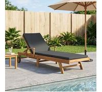 vidaXL Chaise longue avec coussin Bois de teck massif 42032671