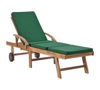 Vidaxl Chaise Longue Avec Coussin Bois De Teck Solide Vert Vert