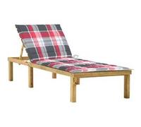 Vidaxl Chaise Longue Avec Coussin Carreaux Rouge Bois De Pin Imprégné