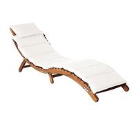 vidaXL Chaise Longue avec Coussin Chaise Longue de Jardin Chaise Longue de Patio Terrasse Arrière-Cour Extérieur Crème Bois d'Acacia Solide