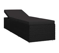vidaXL Chaise Longue avec Coussin Chaise Longue de Jardin Chaise Longue de Terrasse Chaise Longue de Patio Extérieur Résine Tressée Noir