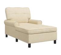 Vidaxl Chaise Longue Avec Coussin Crème 91 X 157 X 91 Cm Tissu