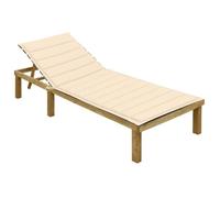 vidaXL Chaise longue avec coussin crème Bois de pin imprégné