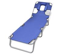 vidaXL Chaise longue avec coussin de tête Acier enduit de poudre Bleu 41481