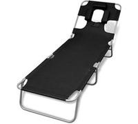 vidaXL Chaise longue avec coussin de tête Acier enduit de poudre Noir41482 Noir G