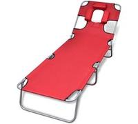 Chaise Longue Avec Coussin De Tête Acier Enduit De Poudre Rouge Rouge