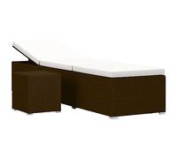 vidaXL Chaise Longue avec Coussin et Table à Thé Chaise Longue de Jardin Chaise Longue de Patio Terrasse Extérieur Résine Tressée Marron
