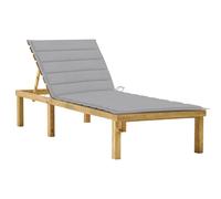 Vidaxl Chaise Longue Avec Coussin Gris Bois De Pin Imprégné