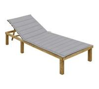 vidaXL Chaise longue avec coussin gris Bois de pin imprégné3065820 Gris G
