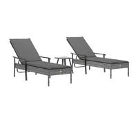 vidaXL Chaise longue 362807 – fauteuil jardin avec coussin, résine tressée gris