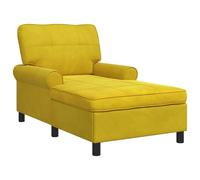 vidaXL Chaise Longue avec Coussin Jaune 91 x 157 x 91 cm Velours, Salon, Rectangulaire, Moderne, Durable, Design Élégant, Confort, Utilisation Polyvalente, Fonctionnel, Options de Meubles Stylés