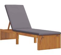 vidaXL Chaise longue avec coussin Marron 200 x 55 x 94cm Bois massif Acacia