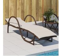 Chaises longues lot de 2 avec table beige résine tressée vidaXL