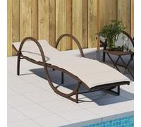 vidaXL Chaises longues lot de 2 avec table, résine tressée beige
