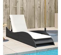 Vidaxl Chaise Longue Avec Coussin Noir 60x205x73 Cm Résine Tressée