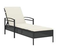 Vidaxl Chaise Longue Avec Coussin Noir 63x200x81 Cm Résine Tressée