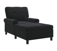 vidaXL Chaise Longue avec Coussin Noir 91 x 157 x 91 cm Velours, Salon, Chaise Longue Moderne, Fauteuil Moelleux, Relaxant, Siège intérieur Tendance, Chaise en Velours rectangulaire