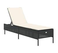 vidaXL Chaise longue de jardin en résine tressée avec coussin noir – lit de bronzage
