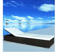 vidaXL Chaise longue Résine tressée Transat chilienne Brun/Blanc crème