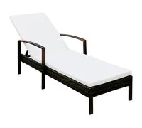 Vidaxl Chaise Longue Avec Coussin Résine Tressée Marron