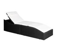 vidaXL Chaise longue avec coussin Résine tressée Noir