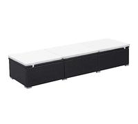 vidaXL Chaise longue d'extérieur Transat chilienne Résine tressée Noir/Blanc