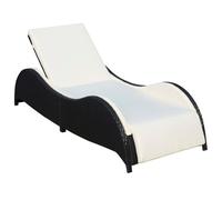 vidaXL Chaise longue avec coussin Résine tressée Noir
