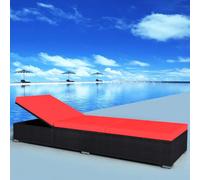 vidaXL Chaise longue avec coussin Résine tressée Noir