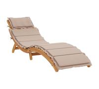 vidaXL Chaise Longue avec Coussin Taupe Bois d'acacia Solide, Bain de Soleil, Chaise Longue d'extérieur, Meuble d'extérieur, Chaise Longue de Jardin