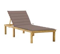 Vidaxl Chaise Longue Avec Coussin Taupe Bois De Pin Imprégné