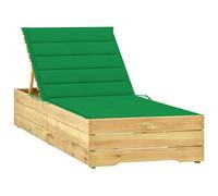 Vidaxl Chaise Longue Avec Coussin Vert Bois De Pin Imprégné Vert