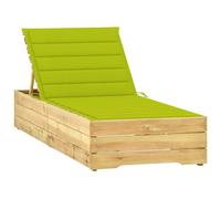 Vidaxl Chaise Longue Avec Coussin Vert Vif Bois De Pin Imprégné Vert