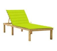 Vidaxl Chaise Longue Avec Coussin Vert Vif Bois De Pin Imprégné