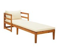 Vidaxl Chaise Longue Avec Coussins Blanc Crème Bois D'acacia Solide