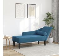 Vidaxl Chaise Longue Avec Coussins Bleu Velours Bleu