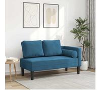 vidaXL Chaise longue avec coussins bleu velours, canapé rembourré, canapé pour chambre à coucher, canapé à 2 places, canapé,