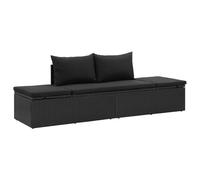 vidaXL Chaise Longue avec Coussins Chaise Longue de Balcon Chaise Longue de Terrasse Chaise Longue de Camping Piscine Extérieur Résine Tressée Noir