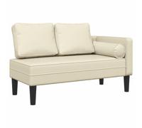 vidaXL Chaise longue 4007565 – similicuir crème avec coussins, canapé rembourré 2 places