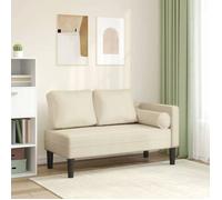 vidaXL Chaise longue 4007565 – similicuir crème avec coussins, canapé rembourré 2 places