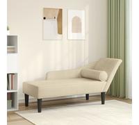 Vidaxl Chaise Longue Avec Coussins Crème Tissu